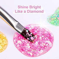 Noirwhite Glitter Gel Nail Polish Set 12 Colors Sparkle Sequins Gel Polish Resplendent Colorful Trendy Translucent Glitter Soli