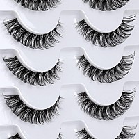 False Eyelashes Wispy Natural C Curl Strip Lashes Transparent Lash Bands Fluffy Cat Eye Lashes 7 Pairs by Yawamica