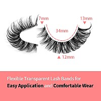 False Eyelashes Wispy Natural C Curl Strip Lashes Transparent Lash Bands Fluffy Cat Eye Lashes 7 Pairs by Yawamica