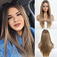 Emmor Lace Front Wig 13 4 Lace Wig Long Ash Brown Straight Wig Heat Resistant Synthetic Ash Blonde Wig Natural Headline