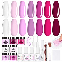 Beetles Pink Dip Powder Nail Kit 7 Colors Hotpink Clear Pink Lightpink Deeppink Red Dip Powder Starter Kit With Liquid Set Recy