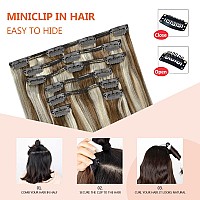 Ugotrays Clip In Extensions Real Human Hair Balayage Light Brown To Bleach Blonde Highlights Remy Human Hair Extensions 18 Inch