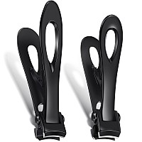 2 Pieces Oversized Thick Nail Clippers for Thick Toenails or Tough Fingernails Oversized Stainless Steel Toenail Fingernail Clipper Cutter Trimmer for Men Adults, 2 Sizes (Black)