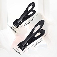 2 Pieces Oversized Thick Nail Clippers for Thick Toenails or Tough Fingernails Oversized Stainless Steel Toenail Fingernail Clipper Cutter Trimmer for Men Adults, 2 Sizes (Black)