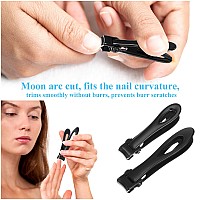 2 Pieces Oversized Thick Nail Clippers for Thick Toenails or Tough Fingernails Oversized Stainless Steel Toenail Fingernail Clipper Cutter Trimmer for Men Adults, 2 Sizes (Black)