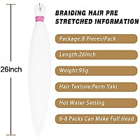 Aqinbel White Braiding Hair 8 Bundlespack Braiding Hair 26 Braiding Hair Pre Stretched Itch Free Crochet Twist Braids Hair Yak