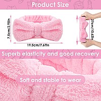 Molain Bowknot Hairband For Women Coral Fleece Elastic Headband For Washing Face Shower Sports Beauty Skincare Pink 1 Count