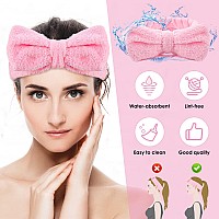 Molain Bowknot Hairband For Women Coral Fleece Elastic Headband For Washing Face Shower Sports Beauty Skincare Pink 1 Count