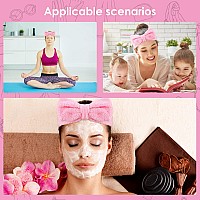 Molain Bowknot Hairband For Women Coral Fleece Elastic Headband For Washing Face Shower Sports Beauty Skincare Pink 1 Count