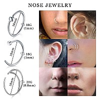 Jiesibao 22Pcs Nose Piercing Kit Piercing Needles With 18G 20G Cz Nose Screw Studs Double Nose Rings Hoop Captive Nose Rings St