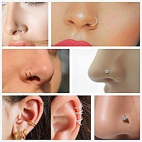 Jiesibao 22Pcs Nose Piercing Kit Piercing Needles With 18G 20G Cz Nose Screw Studs Double Nose Rings Hoop Captive Nose Rings St