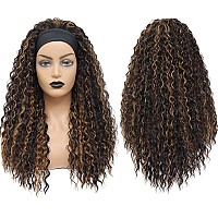 Alicoco Ombre Headband Wig 26 Inch Synthetic Highlight Headband Wigs For Women Black Water Wave Glueless Half Wig 180 Density C