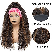 Alicoco Ombre Headband Wig 26 Inch Synthetic Highlight Headband Wigs For Women Black Water Wave Glueless Half Wig 180 Density C