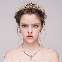 Cocide Gold Tiara Women Crowns Multicolors Crystal Headband Princess Rhinestone Crown With Combs Bride Headbands Bridal Wedding