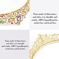 Cocide Gold Tiara Women Crowns Multicolors Crystal Headband Princess Rhinestone Crown With Combs Bride Headbands Bridal Wedding