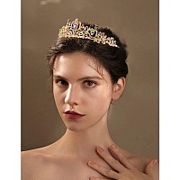 Cocide Gold Tiara Women Crowns Multicolors Crystal Headband Princess Rhinestone Crown With Combs Bride Headbands Bridal Wedding