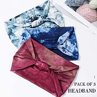 Gortin Boho Wide Headbands African Turban Head Bands Tie Dye Stretch Knotted Head Wraps Floral Elastic Hair Bands Sweatbands Fas