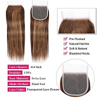 Haha Brazilian Straight Highlight Ombre Bundles With Lace Closure Human Hair Brown Blonde Highlight Bundles With Closure 16 18