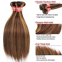 Haha Brazilian Straight Highlight Ombre Bundles With Lace Closure Human Hair Brown Blonde Highlight Bundles With Closure 16 18