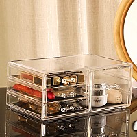 Cq Acrylic Clear Stackable Storage Binsplastic Medicine Storage Organizer And Small Drawer Organizer With 4 Drawers For Make Up