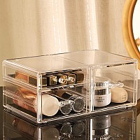 Cq Acrylic 1 Pack Clear Stackable Storage Drawers For Vanitystackable 3 Drawers Desktop Organizer With Drawerscute Desk Storag