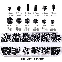 Belicey Nail Rhinestones Kit 800Pcs Multishape Jet Rhinestones For Nail Crystals Decoration Nail Hearts Butterfly Charm Nail Di