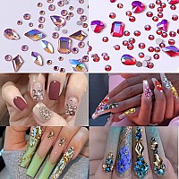 Belicey Purple Ab Nail Art Rhinestones Flatback Round Crystals Beads Gems Stones Multi Shapes 3D Rhinestone Charms For Nail Art