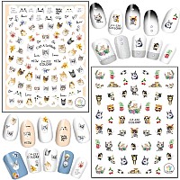 Cute Cat Nail Art Stickers 3D Little Animal Selfadhesive Sticker Cartoon Cats Nail Art Decals Holographic Colorful Cat Nail De