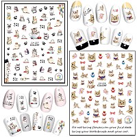 Cute Cat Nail Art Stickers 3D Little Animal Selfadhesive Sticker Cartoon Cats Nail Art Decals Holographic Colorful Cat Nail De