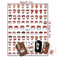 Cute Cow Nail Art Stickers Cartoon Cow Nail Decals 3D Selfadhesive Nail Sticker Design Holographic Cattle Nail Art Decal Decor