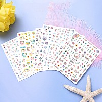 Cute Nail Art Stickers 3D Cartoon Animal Nail Art Decals Holographic Unicorn Rainbow Heart Flowers Nail Adhesive Sticker Design