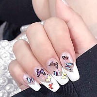 Vezocim Colorful Butterflies Nail Art Stickers Paper Butterfly Design Selfadhesive Nail Decals For Women Girls Manicure Deco