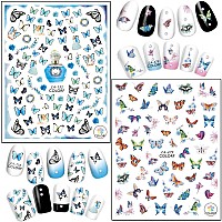 Vezocim Colorful Butterflies Nail Art Stickers Paper Butterfly Design Selfadhesive Nail Decals For Women Girls Manicure Deco