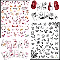 Vezocim Colorful Butterflies Nail Art Stickers Paper Butterfly Design Selfadhesive Nail Decals For Women Girls Manicure Deco