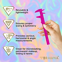 Brawna 1 Pc Brow Pro Measuring Tool With 1 Eyebrow Ruler Sticker Double Scale Eyebrow Ruler For Microblading Eyebrow Mapping