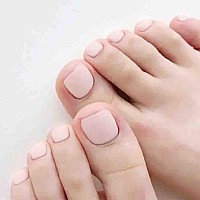 Outyua Solid Square Fake Toenails Matte Press On Toe Nails Short Acrylic False Toes Nails Artificial Beach Full Cover Toenail Fo