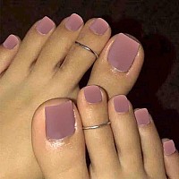 Outyua Solid Square Fake Toenails Matte Press On Toe Nails Short Acrylic False Toes Nails Artificial Beach Full Cover Toenail Fo