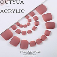 Outyua Solid Square Fake Toenails Matte Press On Toe Nails Short Acrylic False Toes Nails Artificial Beach Full Cover Toenail Fo