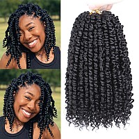 Leeven 8 Inch 8 Packs Pretwisted Passion Twist Crochet Hair With Curls At The Ends Natural Black Prelooped Short Bohemian Pass