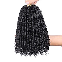 Leeven 8 Inch 8 Packs Pretwisted Passion Twist Crochet Hair With Curls At The Ends Natural Black Prelooped Short Bohemian Pass