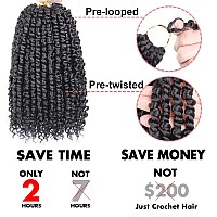 Leeven 8 Inch 8 Packs Pretwisted Passion Twist Crochet Hair With Curls At The Ends Natural Black Prelooped Short Bohemian Pass