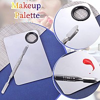 2 In 1 Set Makeup Mixing Palette Stainless Steel Foundation Palette With Spatula For Mixing Foundation Eye Shadow Eyelash Nail