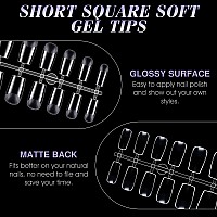 Gelike Ec Short Square Nail Tips Soft Gel X False Nail Tips Full Cover For Nail Extensions Acrylic Nails Professional Clear G