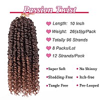 Leeven 8 Packs Ombre Brown Passion Twist Hair 10 Inch Pre Twisted Short Passion Spring Twist Crochet Braids Hair With Curls At T