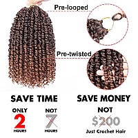 Leeven 8 Packs Ombre Brown Passion Twist Hair 10 Inch Pre Twisted Short Passion Spring Twist Crochet Braids Hair With Curls At T