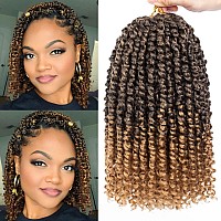 Leeven 8 Packs Ombre Blonde Pretwisted Passion Twist Hair With Curly Ends 10 Inch Short Passion Spring Twist Crochet Braids Hai