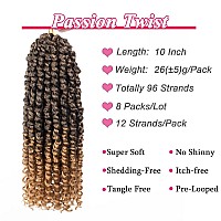 Leeven 8 Packs Ombre Blonde Pretwisted Passion Twist Hair With Curly Ends 10 Inch Short Passion Spring Twist Crochet Braids Hai