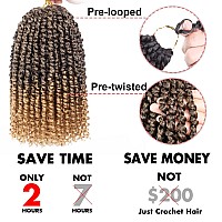 Leeven 8 Packs Ombre Blonde Pretwisted Passion Twist Hair With Curly Ends 10 Inch Short Passion Spring Twist Crochet Braids Hai