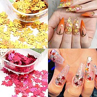 Maple Leaf Glitter Nail Art Sequins 3D Fall Leaves Glitters Flakes Decor Autumn Maple Leaves Shape Nail Art Design Supplies Fo