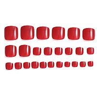 Outyua Glossy Toenails Short Square Press On Tonail Cute Solid False Toe Nails Summer Feet Fake Nails With Designs For Women And